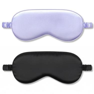 Imagem de Máscara de Dormir IEKEODI 2 Unidades Seda Preto e Roxo
