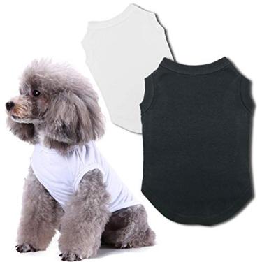 Imagem de Camisetas para cachorro Chol&Vivi roupas em branco, 2 peças de camisetas para cães, modelagem justa, tamanho pequeno, extrapequeno, médio, grande, extragrande, gato de cachorro, camisetas de algodão macias e respiráveisChol&Vivi 20" Chest
