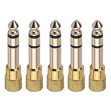 Imagem de Atc Pacote com 5 plugues macho de 6,5 mm de 6,5 mm para conector estéreo fêmea de 3,5 mm de 1/8 de polegada extensor de adaptador de áudio