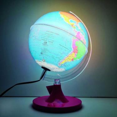 Imagem de Globo Terrestre Educacional Escolar 21cm Led Base Rosa - Libreria