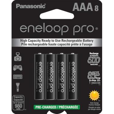 Imagem de Eneloop Panasonic BK-4HCCA8BA pro AAA baterias recarregáveis pré-carregadas Ni-MH de alta capacidade, pacote com 8 baterias