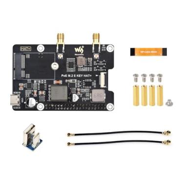 Imagem de waveshare Adaptador Pcie Para M.2 E-Key Com Função Poe, Compatível Raspberry Pi 5, Suporte Ngff (Chave M.2), Placa De Rede Sem Fio, 5 Portas