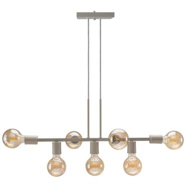 Imagem de Pendente Lustre 7 Lâmpadas para Sala de Jantar e Comércio 68cm Estilo Moderno e Funcional(Bege)