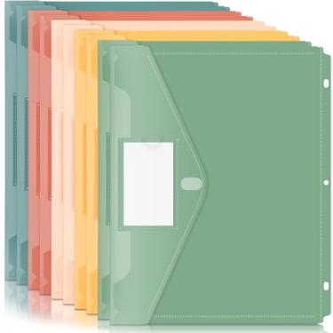 Imagem de Forvencer Bolso para fichário, pacote com 10 pastas de plástico super pesadas com fecho apertado, pastas de fichário com carregamento lateral, bolso para fichário com 3 anéis, divisórias de fichário