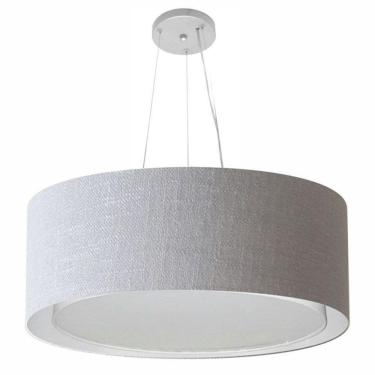 Imagem de Lustre Pendente Cilíndrico Duplo Md-4126 Cúpula Em Tecido 80x30cm Rustico Cinza - Bivolt