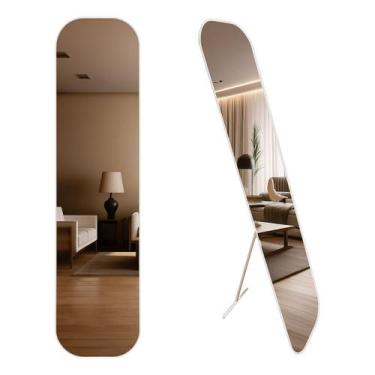 Imagem de Espelho Retangular de Chão 115x36cm Moldura Preta Branca Dourada Cobre