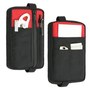 Imagem de Bolsa organizadora EDC para homens, bolsa organizadora de bolso EDC de tecido Oxford para várias ferramentas, lanterna, caneta, cartão de crédito, dinheiro, caderno (preto)