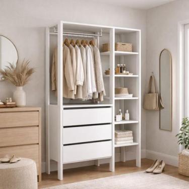 Imagem de Closet Guarda Roupa Aberto Branco Lacasamia