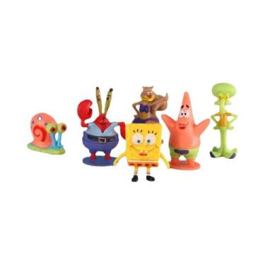Imagem de Decorações Para Aquário Do Bob Esponja, 6 Peças, Bonecos De Cartoon, C