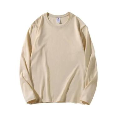 Imagem de Camisetas Femininas De Algodão De Manga Longa Com Decote Redondo, Esti