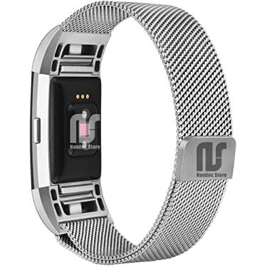Imagem de Pulseiras unissex para Fitbit Charge 2 - Pulseira de substituição - Nandos-Store (Prata)