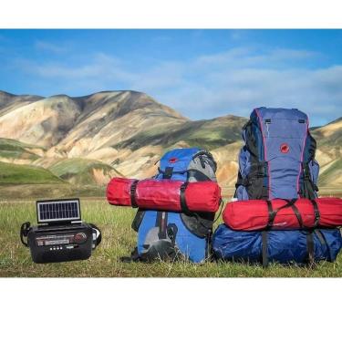 Imagem de Radio Caixa De Som Placa Solar Bluetooth Lanterna Camping Portatil Emergencia Am Fm Usb Sd Praia Retro Recarregavel Bivo