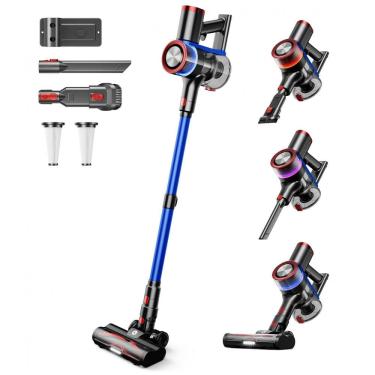 Imagem de Aspirador Sem Fio NADALY N16 Azul/Vermelho 550W 22.2V 1.5L Filtro HEPA Anti-Emaranhamento