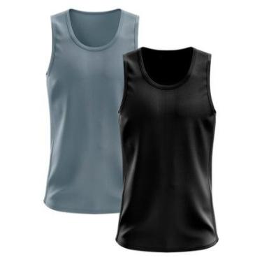 Imagem de Kit 2 Regata Dry Lisa Básica Proteção Solar UV Térmica Camiseta Treino Academia Ciclismo Regatas-Masculino