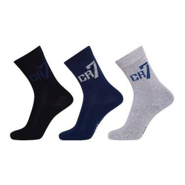 Imagem de Kit de Meias Infantil CR7 Cotton Stretch com 3 Pares Tamanho:35 a 39, 