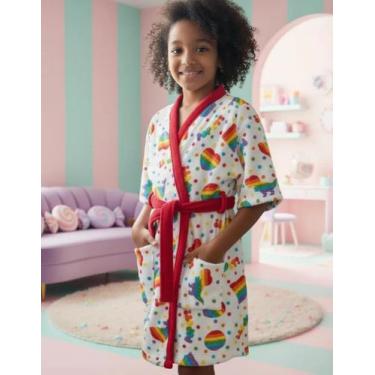 Imagem de Roupao Felpudo Infantil Quimono Estampado Pop It M Lepper