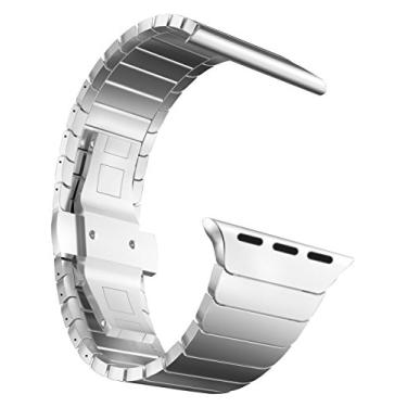 Imagem de MaKTech Bracelete de Elo de Metal em Aço Inoxidável para Apple Watch 10/9/Ultra 2/SE/8/7[2024] (46mm/45mm/44/49mm,Prata)