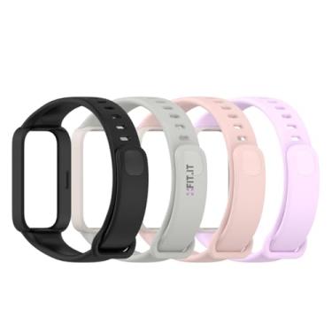 Imagem de Kit 4 Pulseiras de Silicone Cores Vivas para Xiaomi Mi Band 9 Active (Preto/Cinza/Rosa/Lilás, Band 9 Active)