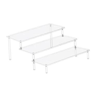 Imagem de menolana Acrílico riser claro expositor prateleira loja expositor rack multi uso sobremesa prateleira para festa cupcake modelos de cosméticos, 3 Níveis