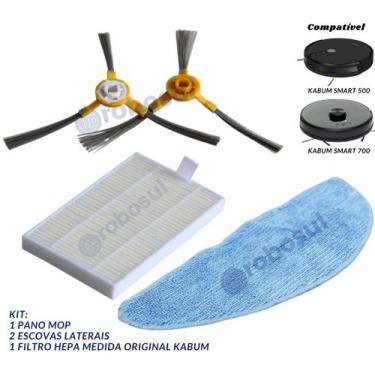 Imagem de Escovas Filtro Mop Para Robô Aspirador Kabum Smart 500 E 700 - Robosul