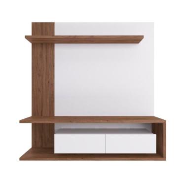 Imagem de Painel Para Tv Até 60 Polegadas 2 Portas Estilare Móveis Branco Com Madeirado