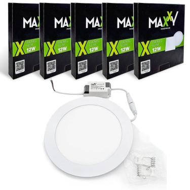 Imagem de 5x Painel Plafon Redondo Embutir 12w Branco Frio 6500k