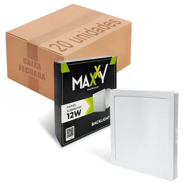 Imagem de 20x Painel Plafon Quadrado Sobrepor Led 12w Luz Fria 6500k