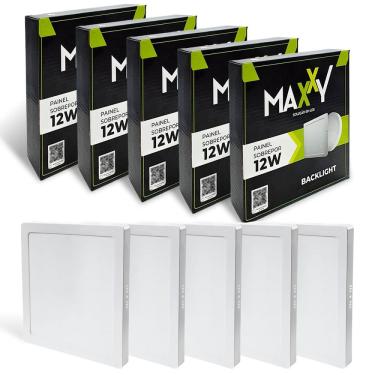 Imagem de 5x Painel Plafon Quadrado Sobrepor Led 12w Branco Frio 6500k