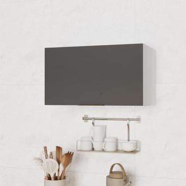 Imagem de Armário Aéreo 1 Porta Basculante 60cm Ipanema Cabecasa Madeiramadeira Grafite Trama/Branco