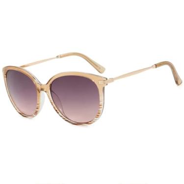 Imagem de Óculos de sol femininos retrô estilo olho de gato, armação grande, luxuosos, de metal, tendência, masculino, óculos de sol com armação UV400 (champanhe, cinza e rosa)