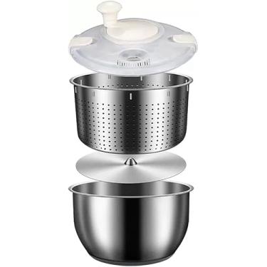 Imagem de 6l Salad Spinner Aço Inoxidável Grande Purificador De Vegetais Com Tampa Pp Para Purificador De Frutas Secador De Salada De Macarrão E Batatas Fritas