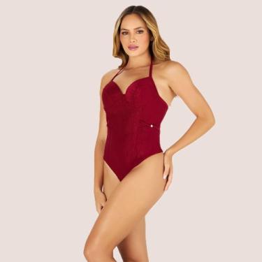 Imagem de Maiô Fio Dental Liso Moda Praia Verão Banho De Mar, Marsala, 42