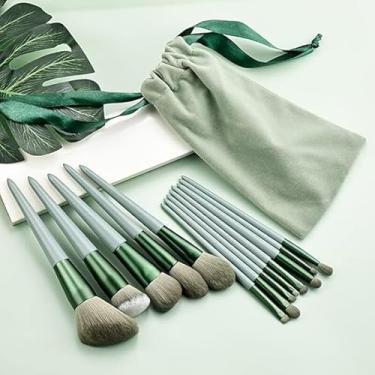 Imagem de Conjunto de 13 pincéis de maquiagem macio e fofo profissional base cosmética em pó sombra kabuki pincel de maquiagem ferramenta de beleza com bolsa esponja de maquiagem presente de beleza para