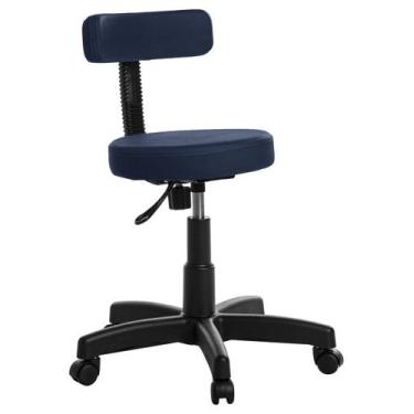 Imagem de Cadeira Mocho Estética Odontologia Tatuador Azul Escuro RV - Goldflex