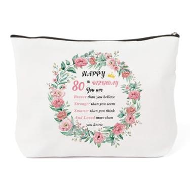 Imagem de LSVGSAK Ideias de presentes de aniversário de 80 anos para mulheres, bolsa de maquiagem engraçada, decorações de aniversário de 80 anos, presentes para irmãs amigas, mãe, tia, avó, esposa, mulheres
