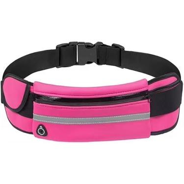 Imagem de Pochete de Corrida Slim Impermeável com Faixa Refletiva • Ajustável e Leve • Porta Celular para Treino, Caminhada, Academia, Ciclismo e Viagens| Rosa