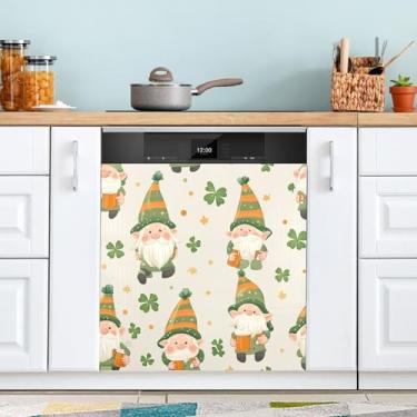 Imagem de ATTX Capa magnética de máquina de lavar louça de gnomos do Dia de São Patrício | Adesivo decorativo de eletrodomésticos de 58,4 cm x 66 cm para armários domésticos e eletrodomésticos #76