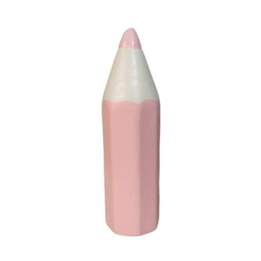 Imagem de Cofrinho decorativo Lapís de Ceramica Grande cor Rosa Bebe - Hp Decor