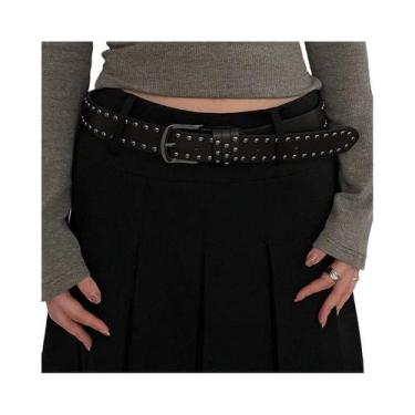 Imagem de Cinto Feminino Preto De Moda Com Detalhes De Rebites Para Jeans Estilo