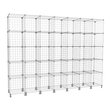 Imagem de Estante Aramada para Estoque 35 Nichos Prateleira Organizadora Arara de Roupas Multiuso Suporta 175kg Branco