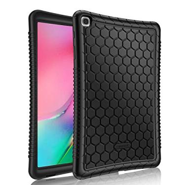 Imagem de Capa de silicone Fintie para Samsung Galaxy Tab A 10.1 2019 modelo SM-T510 (Wi-Fi) SM-T515 (LTE) SM-T517 (Sprint), série de pente de mel para crianças capa protetora leve e à prova de choque, Preto