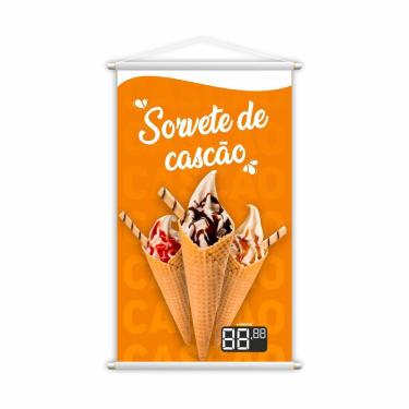 Imagem de Banner Sorvete de Cascão Sorveteria Preço Lona 60x40cm