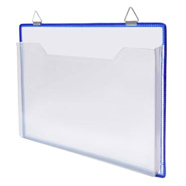 Imagem de VILLCASE Bolsa transparente para armazenamento de arquivos, bolsa de 23 x 30,5 cm horizontal, porta-bilhetes de escritório, bolsos de arquivo transparentes para parede com alça de pendurar