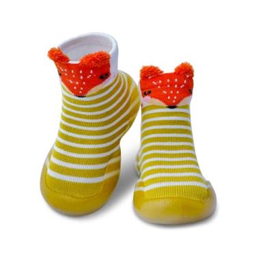 Imagem de Dookeh Sapatos de bebê meninos meninas sapatos de primeira caminhada antiderrapante sola macia tênis infantil infantil babygirl meia sapatos, 3 - Raposa amarela, 2.5-3 years Toddler