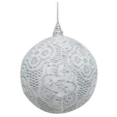Imagem de Enfeite De Natal Bola Branca Para Arvore/Mesa/Porta 20Cm - Zona Livre