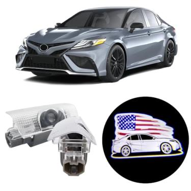 Imagem de 2 peças de luzes LED com logotipo para porta de carro, compatível com Camry xv70 xv50 xv40 2007-presente, projetor de cortesia a laser, lâmpada de poça, fácil instalação, acessórios para carro