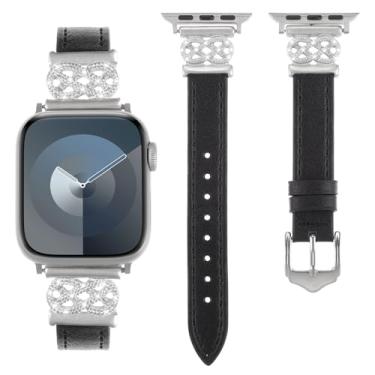 Imagem de WONFAITH Pulseira de couro compatível com Apple Watch Ultra SE séries 10, 9, 8, 7, 6, 5, 4, 3, 2 e 1 de 38 mm, 40 mm, 41 mm, 42 mm, 44 mm, 45 mm, 46 mm, 4, 3, 2 e 1