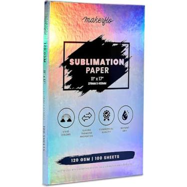 Imagem de Makerflo Papel de sublimação 28 x 43 cm, 600 folhas, papel de transferência de calor para copos, camisetas, capas de telefone, canecas, adesivos para impressão, presente de Natal, faça você mesmo,