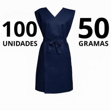 Imagem de 100 Avental Descartável Azul Marinho Sem Manga 50 GRAMAS - Aradesc