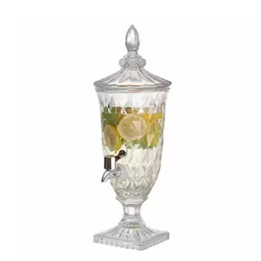 Imagem de Suqueira De Cristal Dispenser De Bebidas Vidro 2l Com Torneira Luxo Vintage